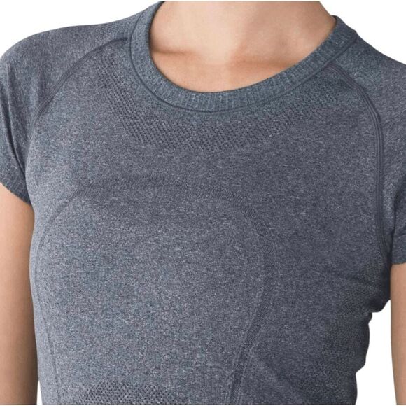 LULULEMON ATHLETICA Swiftly Tech Short Sleeve in Heathered Black Size 10 - Picture 3 of 5